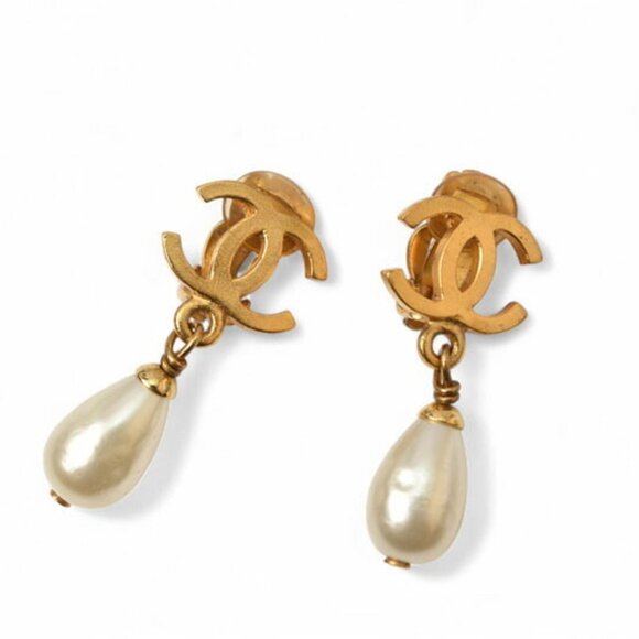 CHANEL Gold Pearl Earrings - Picture 1 of 7